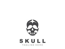 Skull skeleton logo vintage template idea on white background
