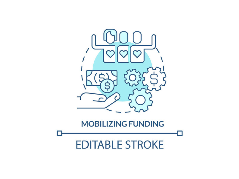 Mobilizing funding turquoise concept icon