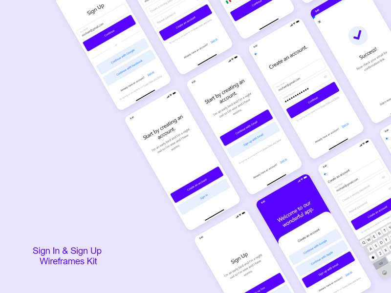 Sign Up & Sign In wireframes