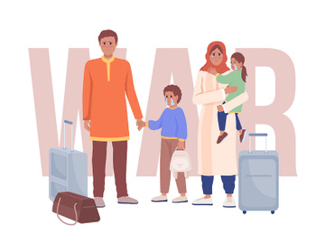 Refugee family 2D vector isolated illustration preview picture