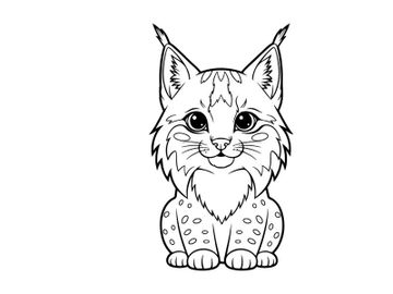 Cute lynx kitten sitting cartoon vector illustration flat design preview picture