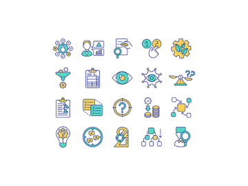Elements of scientific research RGB color icons set preview picture
