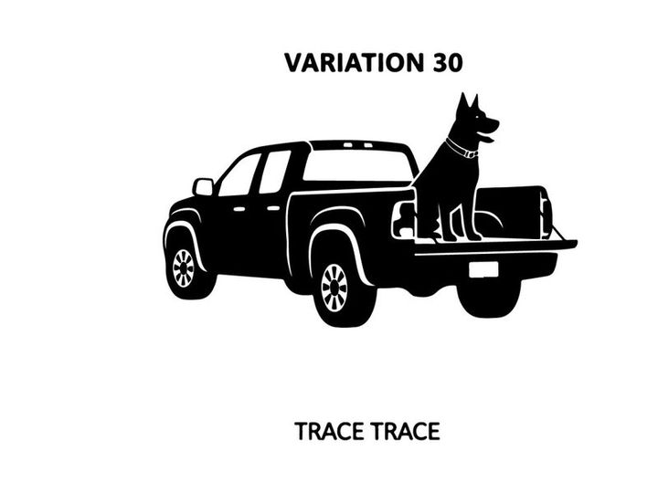 Silhouette of a dog in the back of a pickup truck variation