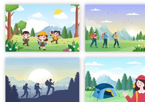 15 Adventure Tour or Vacation Flat Illustration
