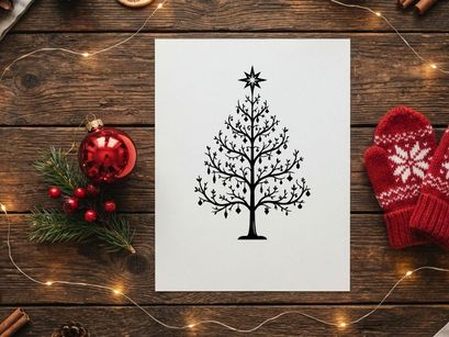 Stylized Christmas Tree with Star Topper for Holiday Celebrations