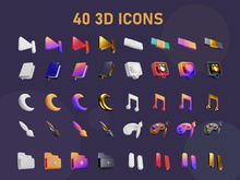 3D Interface rendering Icons