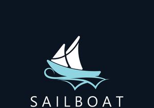 Sailboat vintage logo minimalist with wave, travel yacth or sailing boat vector design template