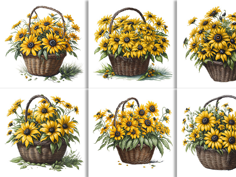 Watercolor Flower Basket Design