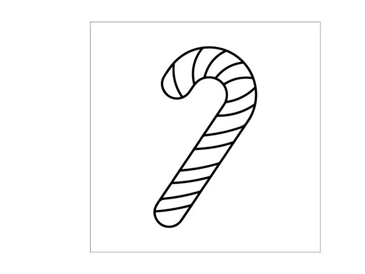 Candy cane line art illustration for Christmas holiday design and coloring page activity.