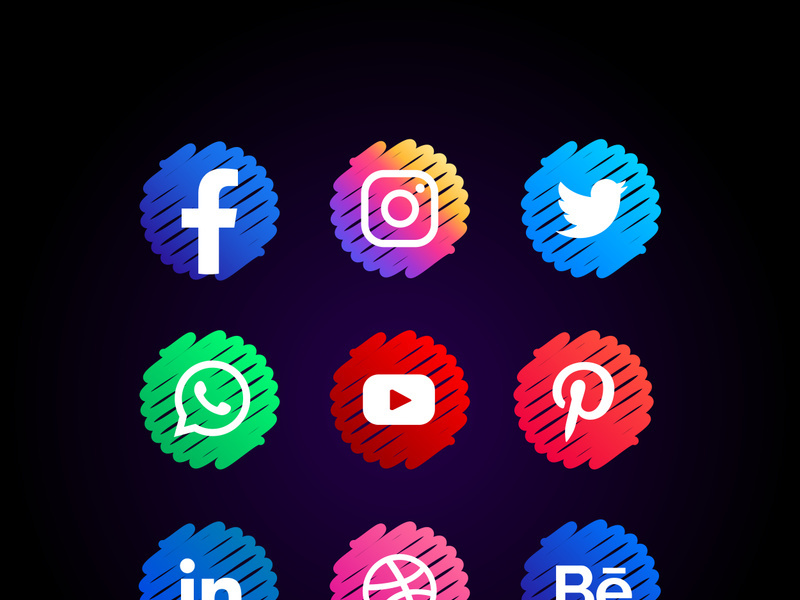 Social Media Logo Scribble Collection Vector Design