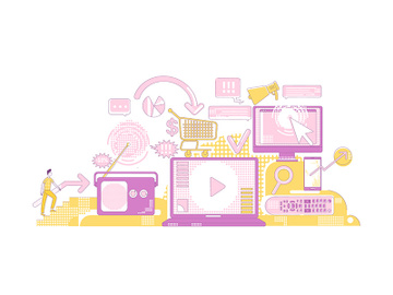 Digital advertising thin line concept vector illustration preview picture