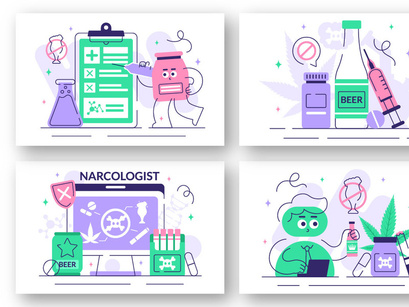 10 Narcologist Vector Illustration