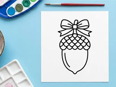 Ilustrasi hiasan natal lucu. Hiasan liburan meriah dengan desain pita dan kerucut pinus, ideal untuk pemasaran musiman dan kartu ucapan.