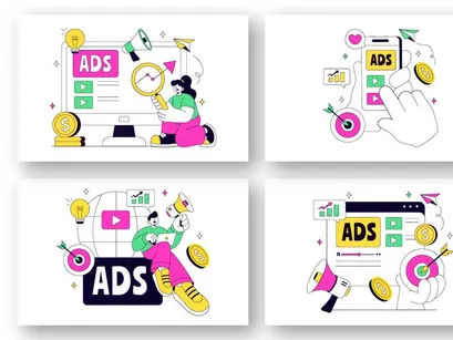 10 Advertising Vector Illustration