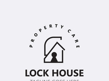 Lock House secure logo design, smart key home vector concept template