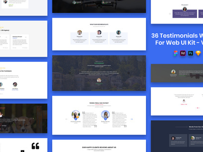 36 Testimonials Widgets For Web UI Kit