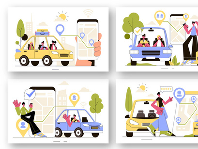 9 Ride Sharing Services Illustration