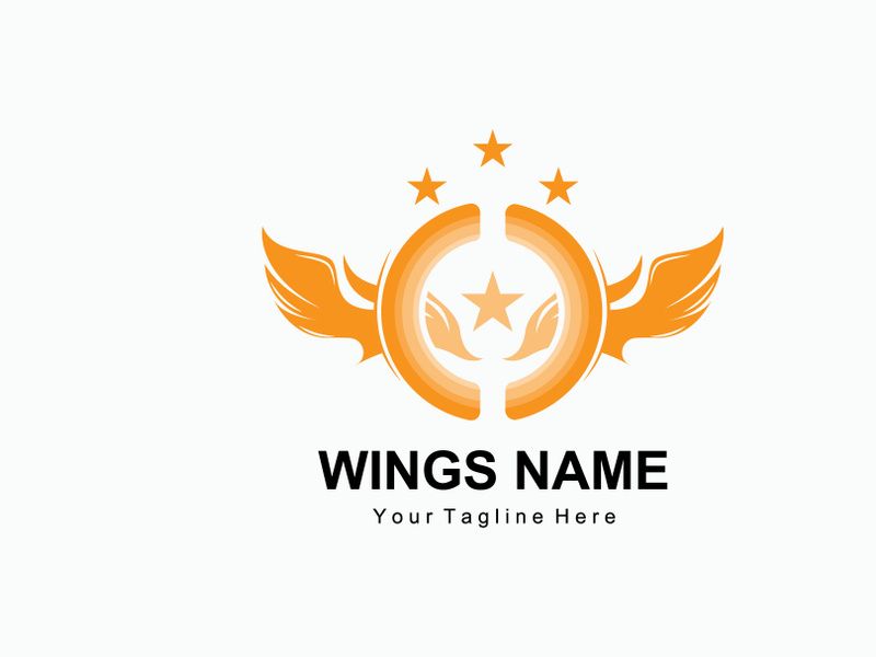 Wings Logo Design, Shield Wings Vector, Bird Feather Illustration