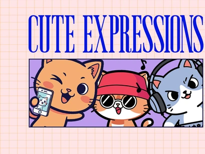 100+ Cute Cat Illustrations - Cute Cartoon Cats for Stickers & Designs