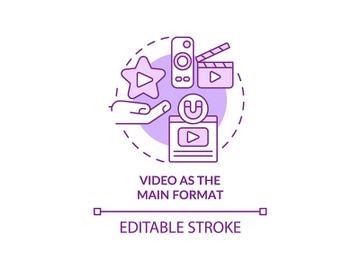 Video as main format purple concept icon preview picture