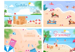 21 Happy Summer Time in Beach Illustration
