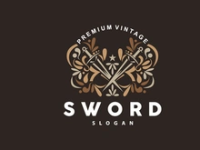 Sword Logo, Fighter War Weapon Vector