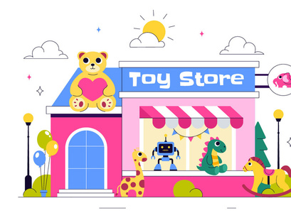 10 Toy Store Vector Illustration