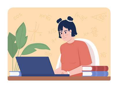 Studying at home illustration set