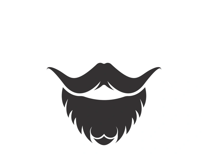 Beard icon logo and mustache vector illustration design symbol