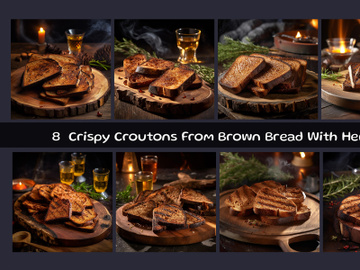 Crispy Croutons From Brown Bread With Herbs preview picture