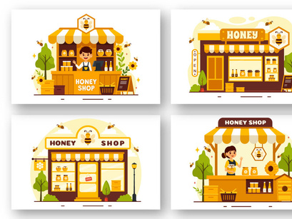12 Honey Store Illustration