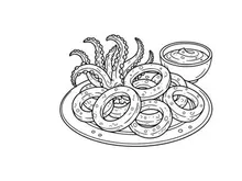 Octopus pasta bowl flat design vector illustration