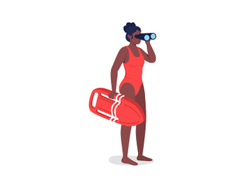 Lifeguard looking in binoculars flat color vector faceless character preview picture