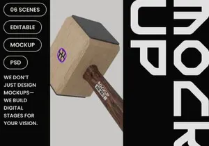 Wooden Hammer Mockup