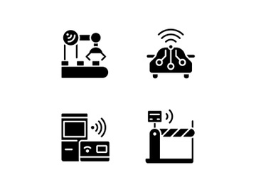 Wireless technologies black glyph icons set on white space preview picture