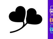 Two Hearts Black Silhouette Icon on White Background