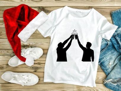 Two people toasting with beer glasses celebration success silhouette