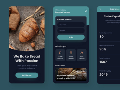 Tostar - Order Bread Mobile App Dark Mode