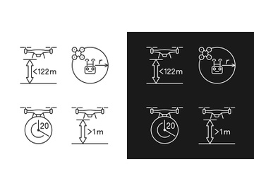 Drone proper control linear manual label icons set for dark and light mode preview picture
