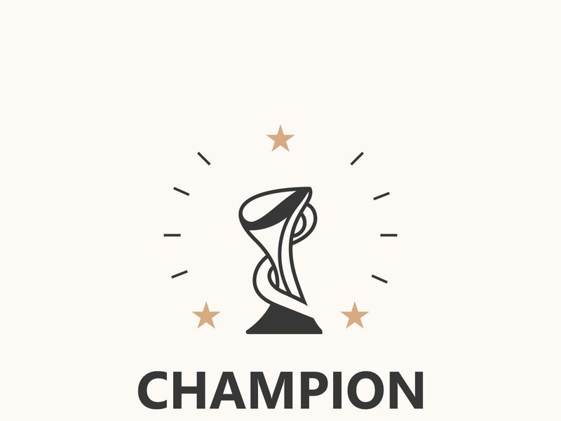 Modern trophy line art logo winner and championship cup design, minimalist simple element
