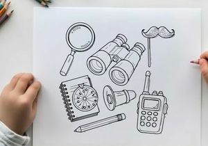 Vintage detective tools flat design vector illustration