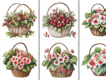 Watercolor Floral Flower Basket Design