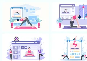 24 Online Lessons Yoga and Meditation Classes Illustration