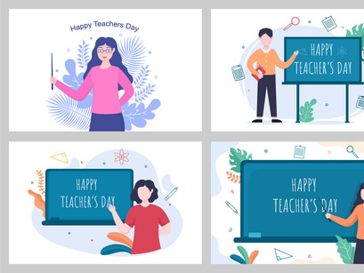 15 Happy Teacher's Day Background Vector Illustration