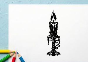 Stylized Burning Candle Illustration for Gothic or Halloween Themes
