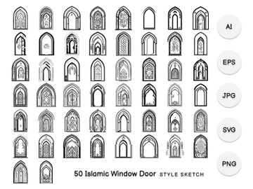 Islamic Window Door Element Draw Black preview picture