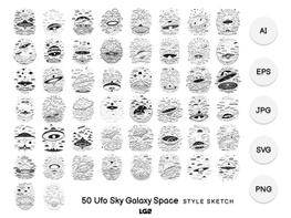 Ufo Sky Galaxy Space Element Draw Black preview picture