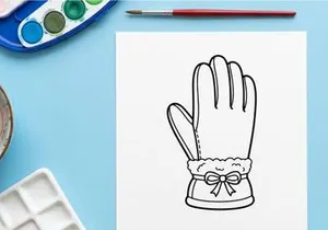 Tangan memegang sarung tangan pernikahan putih dengan cuff renda dan pita satin untuk aksesori pengantin Natal