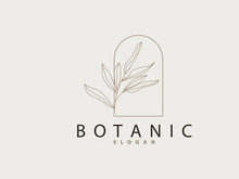 Leaf Line Logo, Beautiful Hand Drawn Design