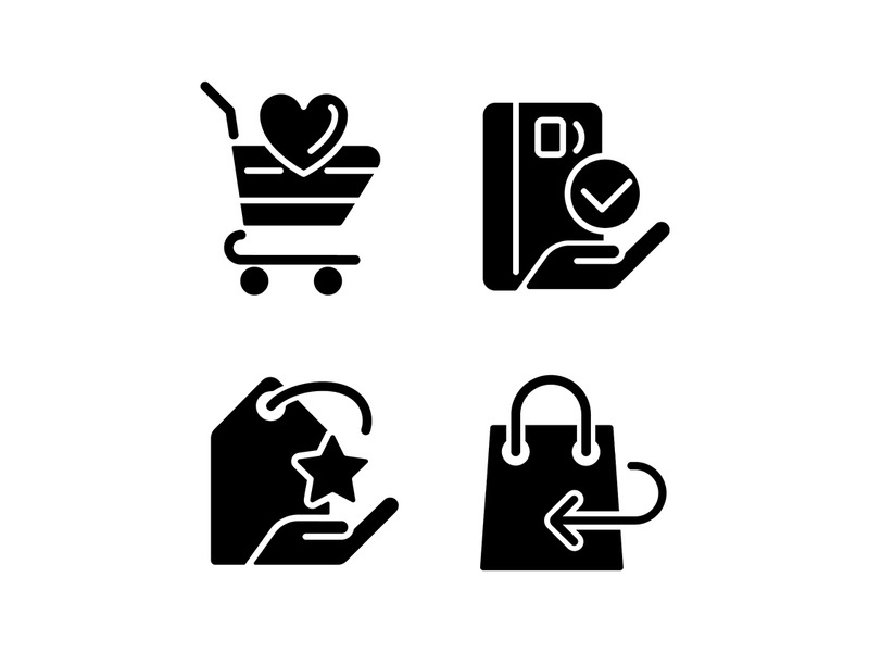 Special offer for customers black glyph icons set